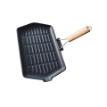 round /rectangular cast iron fry pan/grill pan with folding removable handle